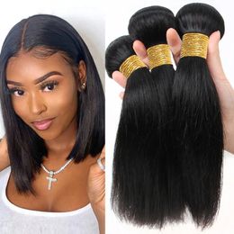 Synthetic Wigs Wholesale Hair Raw Indian Straight Human Bundles Natural Black For Women Bone 23 Deal 231006
