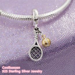 Loose Gemstones 925 Sterling Silver Tennis Racket & Ball Dangle Charm Beads For Jewellery Making Women Fits Original Bracelets