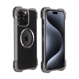 Luxury Hollow Out Aluminum Alloy Vogue Phone Case for iPhone 15 Plus 13 Mini 12 14 Pro Max Sturdy Slim Full Protective Soft Bumper Carbon Fiber Metal Shell Shockproof