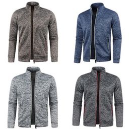 New Men's Thicken Jacket Outerwear Slim Fit Cardigan Sweatshirts Coats Men's Hoodies Zipper Stand Collar Pullover Men Sweatshirts Man Zipper Sweater Clothing