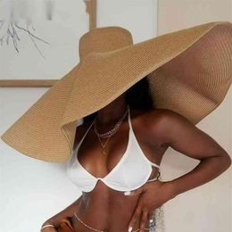 Summer 25cm Large Wide Brim Foldable s For Women Oversized Sun Shade Travel Straw Lady UV Protection Beach Hat225t