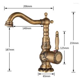 Bathroom Sink Faucets Vidric Antique Brass Basin Carved Faucet Long Nose Spout Wash Tap 360 Rotation Single Handle Mixer Torneiras