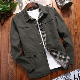 Men's Jackets Spring Autumn Casual Outwear 2023 Fashion Lattice Coat Slim Military Cargo Clothing