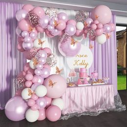 Other Event Party Supplies Macaron Balloons Garland Rose Gold Butterfly Metal Pink Purple Globos for Birthday Wedding Party Balloon Arch Decorations 231005