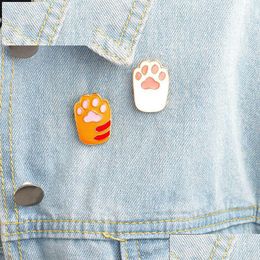 Pins Brooches Pins Pet Paw Print Enamel Pin Cat Dog Jewelry Animal Lover Button Decorating Badge Backpack Drop Delivery