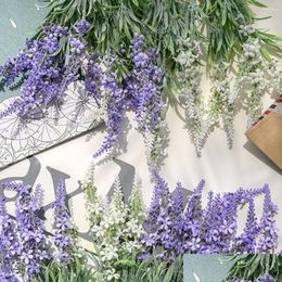 Decorative Flowers Wreaths Unique Fake Lavender Realistic Artistic Simation Flocking Touching Drop Delivery Home Garden Festive Party Dhhof