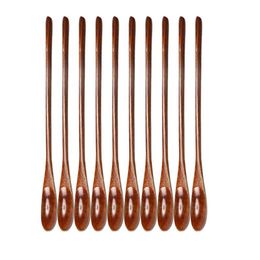 Spoons 10pcs Wooden Stirring Spoon Creative Honey Scoop Mixing Stick Tableware For Cooking Tea Coffee Brown276t