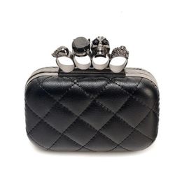 Cosmetic Bags Cases Women's HandBag Skull Ring Shoulder Bag Ladies Evening Clutch 8 Inch Vintage Long Black Wallet for Girls 231006