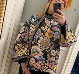 Women's Jackets Autumn Winner Women Coat Quilted Flare Sleeve Printing Single Breasted O-neck Fashion Lady