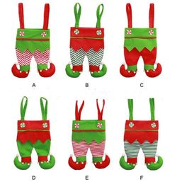 Elf Pantolon Stoking Noel Dekorasyonları Süsleme Noel Kumaş Şeker Çantası Festivali Parti Aksesuar En İyi Hediyeler 6 Renk Ücretsiz Nakliye