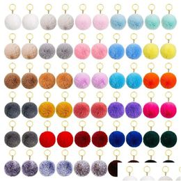 Key Rings 8Cm Fluffy Soft Faux Fur Pom Keychain Like Ball Car Keyring Holder Women Bag Pendant Jewelry Charms Drop Delivery Dh7N0