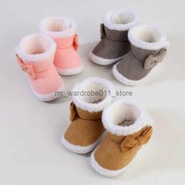 First Walkers Newborn Baby Boots Shoes Cute Cartoon Boy Girl Toddler Winter Plush Snow Booties Warm Infant Crib Shoes Infant First Walkers Q231006