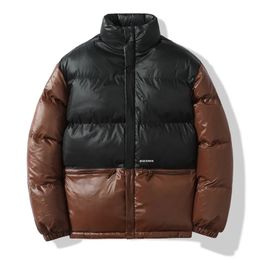 Men's Down Parkas Brown Winter Jacket Men Warm Stand Collar Unisex Y2k Clothes Vintage Quilted Coats Man Cotton Padded Bubble 231005