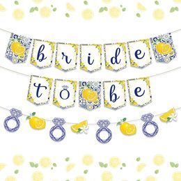 Other Event Party Supplies Lemon Bridal Shower Decorations Yellow and Blue Bride To Be Banner Lemon and Diamond Ring Garland Bachelorette Party Decorations 231005