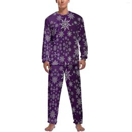 Men's Sleepwear Sparkly Snowflake Pyjamas Male Christmas Fun Kawaii Nightwear Spring Long Sleeves 2 Piece Bedroom Custom Set