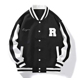 Men's Jackets 2023 New American Vintage Hip Hop Baseball Uniform Stand Up Collar Colour Clash Jacket For Men Stereoscopic Letter Printed CoatsL231006