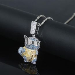 Iced Out Bling Cz Cute Turtles Pendant Necklace Micro Pave Cubic Zircon Mens Fashion Hip Hop Punk Jewelry200n