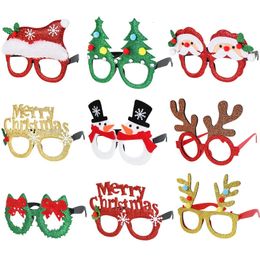 Christmas Decorations 9Pcs Merry Christmas Glasses Frame Xmas Party Decoration Po Booth Props Eyeglasses Navidad Year Supplies Kids Gift 231005