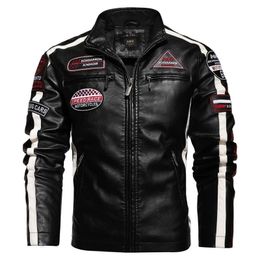 Men s Leather Faux Motorcycle Jacket For Men In Autumn Winter Fashion Casual Embroidered Winter Velvet Pu Jacke 231005