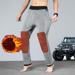 Men's Pants Thicken Sweatpants Winter Plus Velvet Padded Trousers Slim Large Size Warm Solid Trend Sports Jogges 2023 R47