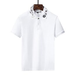 2023Summer Classic Men's Casual Polo Shirt Short Sleeve T-shirt Floral Embroidered Down Collar Design Tops284W