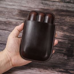 Humidor Three-pack Outdoor Travel Convenient Leather Case Cigar Box Storage 3 Smoking Accessories Cigar Holder