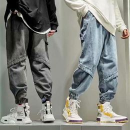 Men Clothing Spliced Denim Cargo Pants Baggy Jeans Streetwear Men Hip Hop Joggers Vintage Wash Trousers Plus Size 5XL Y2k302i