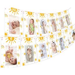 Other Event Party Supplies Sunshine Sun Po Banner 1st Birthday Party Decorations First Trip Around The Sun Po Banner for born To 12 Months Baby 231005