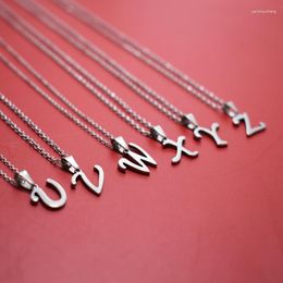 Pendant Necklaces Simple Silver Colour 26 Letter Necklace Fashion Unisex A-Z Initials Stainless Steel Choker Clavicle Chain Jewellery Gifts