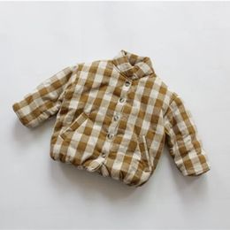 Piumino invernale in stile coreano unisex per bambini cappotti scozzesi addensare caldi capispalla imbottiti in cotone per bambini 231005