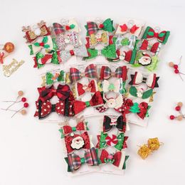 Hair Accessories 2023 3Pcs/Card Christmas Baby Girls Clips Set Glitter Hairclips Animal Deer Hairgrips For Holiday Party