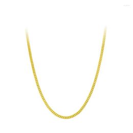 Chains Solid 24K Yellow Gold Necklace Women 999 Curb Chain