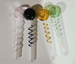 wholesale 12cm s shape Pyrex glass pipes Curved Glass Oil Burners Pipes with Different Coloured Balancer Water Pipe smoking pipe