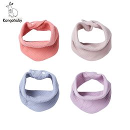 Gift Sets Kangobaby 4PCS Solid Print Color Muslin Cotton Infinite Scarf Baby Bib Soft Breathable Baby Burp Cloth 231006