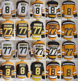 Man Vintage Hockey 8 Cam Neely Jersey Retro 77 Ray Bourque Classic CCM 75 Anniversary Retire Pullover All Stitching Team Colour Black White Yellow For Sport Fans