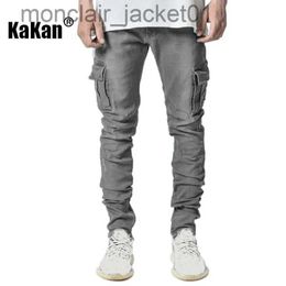 Men's Jeans Kakan - High-end Slim Elastic Multi-pocket Leg Jeans New Skinny Jeans K016-MGD8 In Europe and America J231006