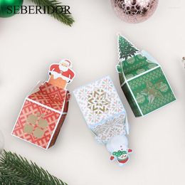 Gift Wrap 50PCS Red White Green Santa Claus Snowflake Christmas Window Candy Packaging Biscuit Cake Box For Xmas Party Favour Decor