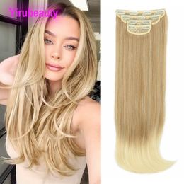 Synthetic Hair Extensions Clip In Hair Extensions 24inch 4 Pieces/set R6/88# T27/613# Clips On