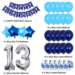 Other Event Party Supplies Decorations Kids 13 Years Old Aluminium Film Balloons Theme For Teenager Banner Home Birthday Party Supplies Set Accessories 231005