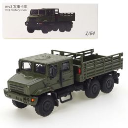 Diecast Model car JKM 1/64 Military Vehicle JieFang MV3 Transport Truck Model Car Friends Gifts Collect Ornaments Kids Xmas Gift Toys for Boys 231005