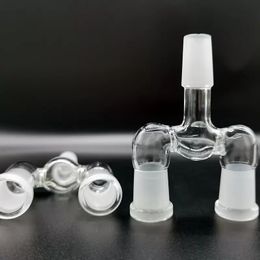 3 Joint on one drop down adapter For Bong Hookahs One To Two Glass Dropdown Adapters double bowl 14mm 18mm male female water pipe Bongs Smoking