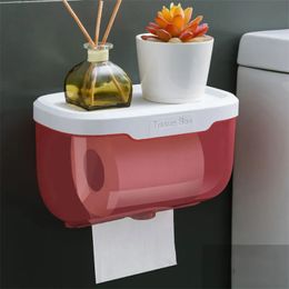 Toilet Paper Holders Wall Mount Bathroom Tissue Storage Box PunchFree Home Supplies Phone Rack Case Toilet Paper Holder Waterproof Shelf Organizer 231005
