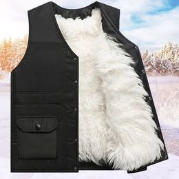 Men s Vests 2023 Autumn Winter Fashion Men V neck Wool Vest Male Pockets Sleeveless Jackets Thick Warm Waistcoats Clothing D544 231005