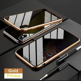 For the Iphone metal bezel phone case double-sided anti-peeping magnetic King protection phone jacket