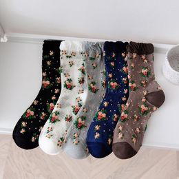 Women Socks Flower Women's Mid-tube Japanese Spring And Summer Retro Ethnic Style Floral Lace