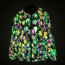 Men's Jackets 2023 Autumn/Winter Mushroom Colorful Reflective Fashion Top Seven color laser Hooded Coat