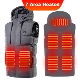 E-BAIHUI 7 Areas 9 Zone Heated Hooded Vest Electric Heat Intelligent Warm Clothes Asian Size Men Electric Heating Jacket Body Warm2731