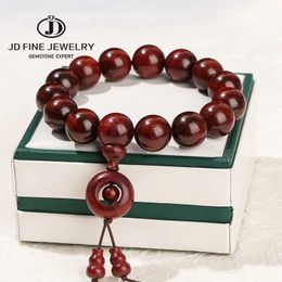 Charm Bracelets JD Natural Wooden Bead Zambia Pterocarpus Santalinus Lucky Pendant Bracelet Women Men Mala Prayer Meditation Stretch Jewelry 231005