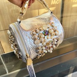 Evening Bags luxury Designer Handbag for women purses and handbag Handmade Beaded Pillow Bag Casual silver bucket Messenger shoulder 231006