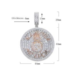 Bling Round Custom Letter Pendant Iced Out Money Bag Dollar Symbol Necklace Paved 5A CZ Cubic Zircon Men Hip Hop Jewelry292f